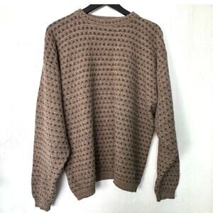 Bill Blass Mens L Basketweave Pullover Brown Sweater Grandpacore Size L
